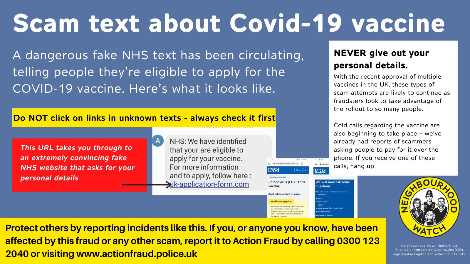Information about the latest Covid-19 vaccine scap being sent by text message.